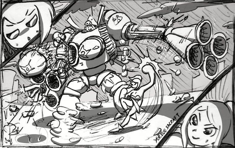 BOSS: GUNJICA SUPERBOT - Mignya VS Mujica&#39;s Mecha - Bluesky